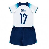 Koszulka piłkarska Anglia Bukayo Saka #17 Strój Domowy dla dzieci MŚ 2022 tanio Krótki Rękaw (+ Krótkie spodenki)